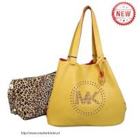 michael kors geperforeerd logo grab groot geel schoudertas Schooltassen 6uqgh755